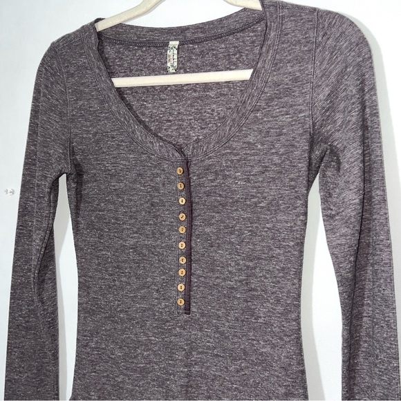 Free People Intimately Women's Dylan Thermal Bodysuit Button Placket Bodycon‎ Sm - Picture 3 of 16